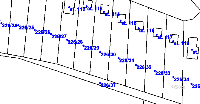 Parcela st. 226/30 v KÚ Divec, Katastrální mapa