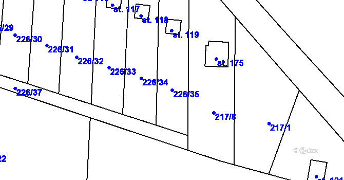 Parcela st. 226/35 v KÚ Divec, Katastrální mapa