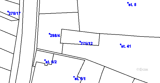 Parcela st. 275/12 v KÚ Divec, Katastrální mapa