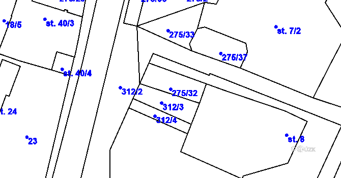 Parcela st. 275/32 v KÚ Divec, Katastrální mapa
