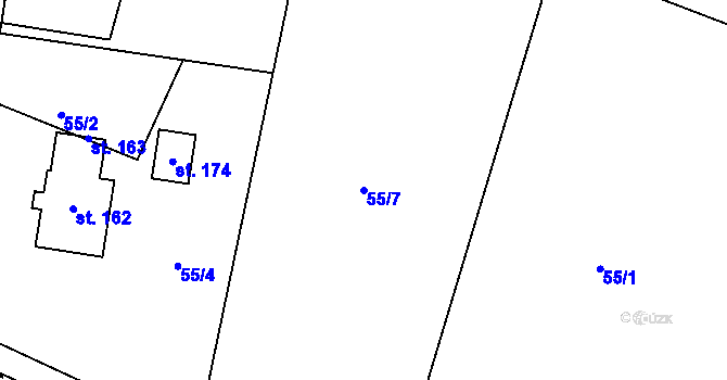 Parcela st. 55/7 v KÚ Divec, Katastrální mapa