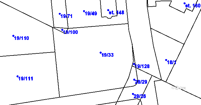 Parcela st. 19/33 v KÚ Divec, Katastrální mapa