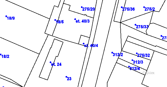 Parcela st. 40/4 v KÚ Divec, Katastrální mapa