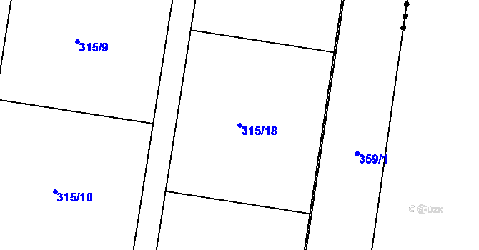 Parcela st. 315/18 v KÚ Divec, Katastrální mapa
