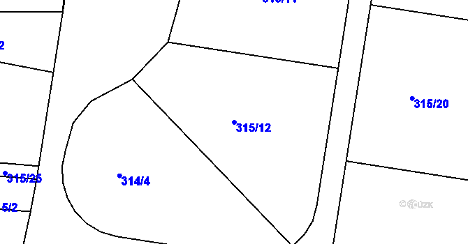 Parcela st. 315/12 v KÚ Divec, Katastrální mapa