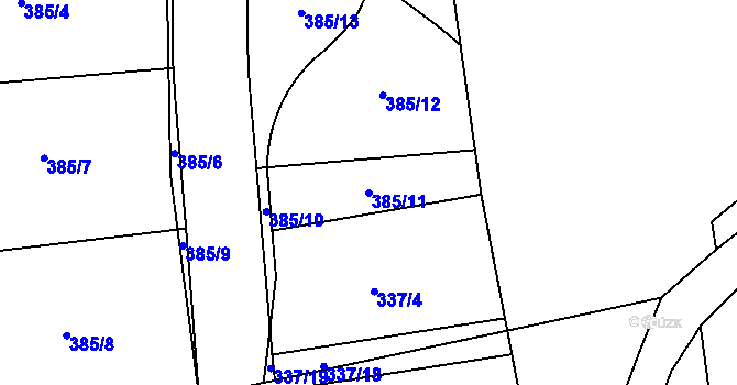 Parcela st. 385/11 v KÚ Divec, Katastrální mapa