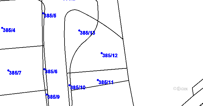 Parcela st. 385/12 v KÚ Divec, Katastrální mapa