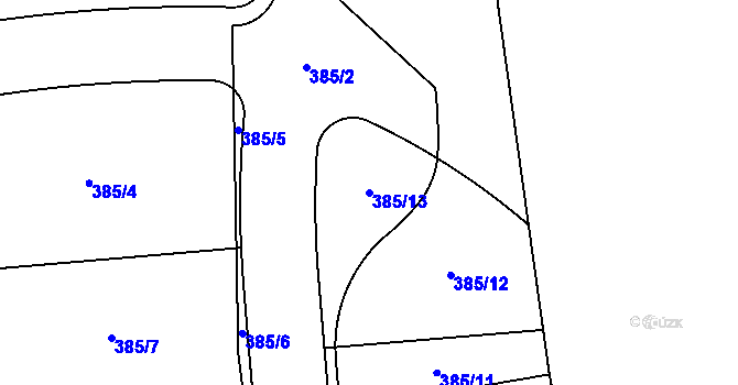 Parcela st. 385/13 v KÚ Divec, Katastrální mapa