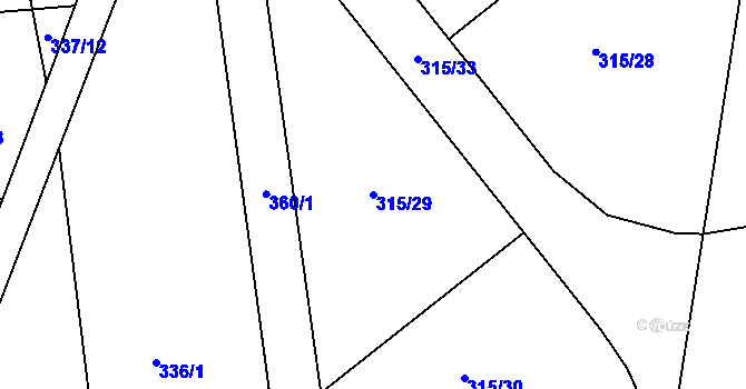 Parcela st. 315/29 v KÚ Divec, Katastrální mapa