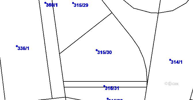 Parcela st. 315/30 v KÚ Divec, Katastrální mapa