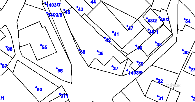 Parcela st. 36 v KÚ Divišov u Benešova, Katastrální mapa