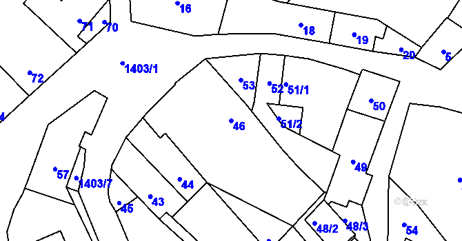Parcela st. 46 v KÚ Divišov u Benešova, Katastrální mapa