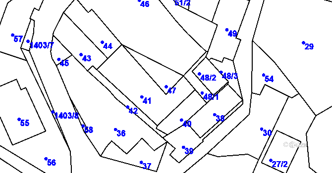 Parcela st. 47 v KÚ Divišov u Benešova, Katastrální mapa