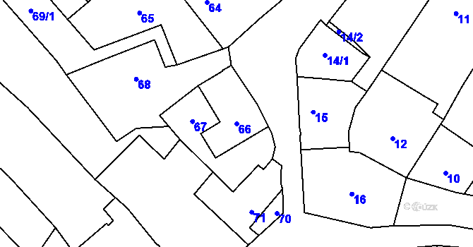 Parcela st. 66 v KÚ Divišov u Benešova, Katastrální mapa