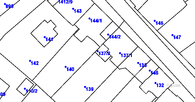Parcela st. 137/2 v KÚ Divišov u Benešova, Katastrální mapa