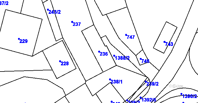 Parcela st. 236 v KÚ Divišov u Benešova, Katastrální mapa