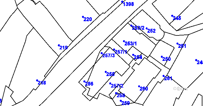 Parcela st. 257/3 v KÚ Divišov u Benešova, Katastrální mapa