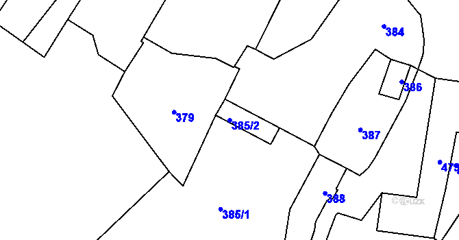 Parcela st. 385/2 v KÚ Divišov u Benešova, Katastrální mapa