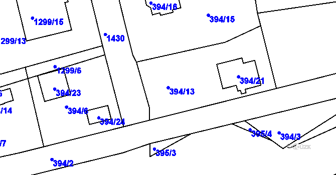Parcela st. 394/13 v KÚ Divišov u Benešova, Katastrální mapa
