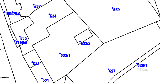 Parcela st. 532/2 v KÚ Divišov u Benešova, Katastrální mapa