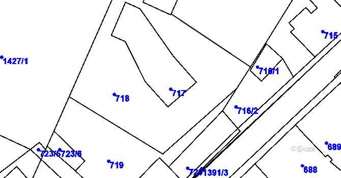 Parcela st. 717 v KÚ Divišov u Benešova, Katastrální mapa