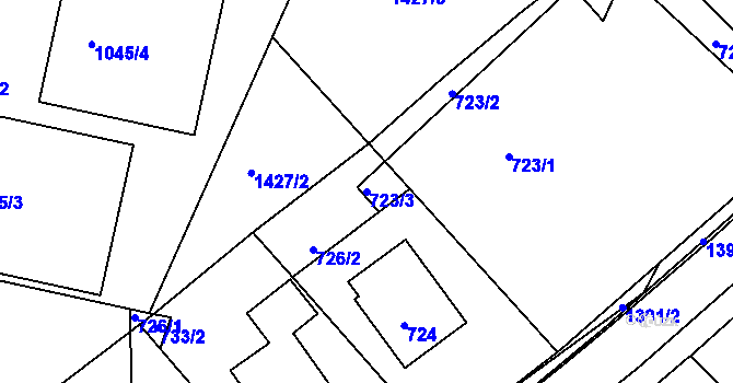 Parcela st. 723/3 v KÚ Divišov u Benešova, Katastrální mapa