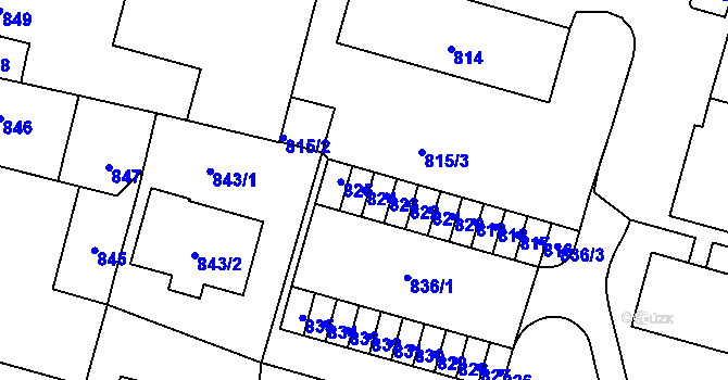 Parcela st. 824 v KÚ Divišov u Benešova, Katastrální mapa