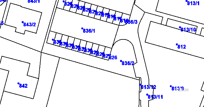 Parcela st. 827 v KÚ Divišov u Benešova, Katastrální mapa