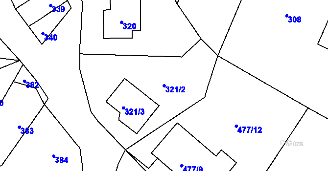 Parcela st. 321/2 v KÚ Divišov u Benešova, Katastrální mapa