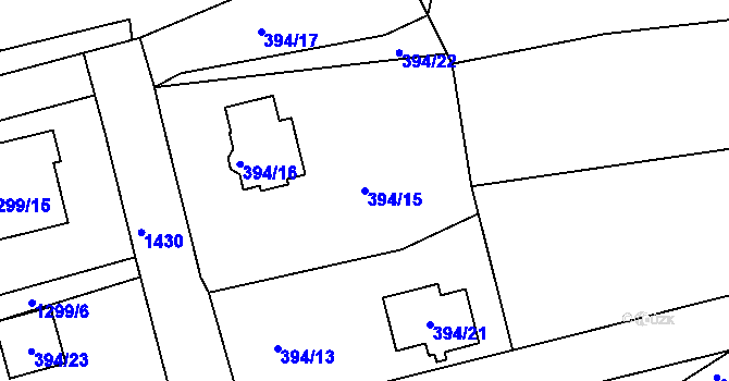 Parcela st. 394/15 v KÚ Divišov u Benešova, Katastrální mapa