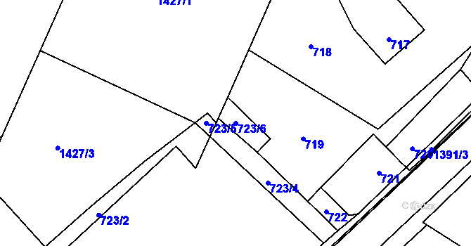 Parcela st. 723/6 v KÚ Divišov u Benešova, Katastrální mapa