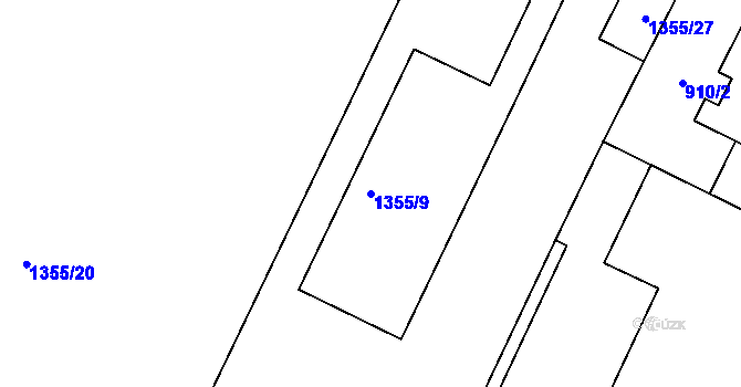 Parcela st. 1355/9 v KÚ Divišov u Benešova, Katastrální mapa