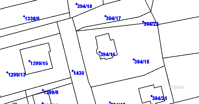 Parcela st. 394/16 v KÚ Divišov u Benešova, Katastrální mapa