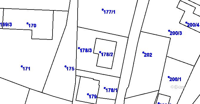 Parcela st. 178/2 v KÚ Divišov u Benešova, Katastrální mapa