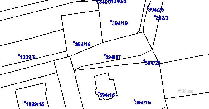 Parcela st. 394/17 v KÚ Divišov u Benešova, Katastrální mapa