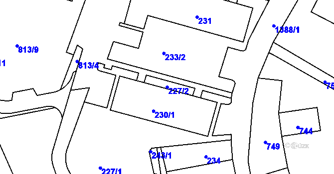 Parcela st. 227/2 v KÚ Divišov u Benešova, Katastrální mapa
