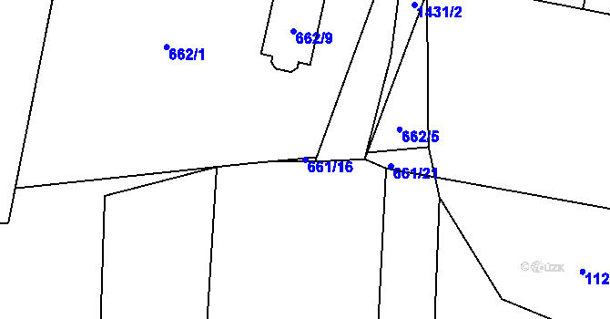 Parcela st. 661/16 v KÚ Divišov u Benešova, Katastrální mapa