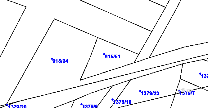 Parcela st. 915/51 v KÚ Divišov u Benešova, Katastrální mapa
