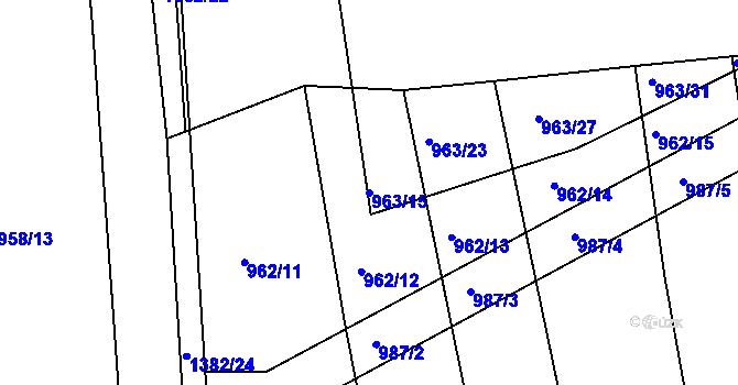 Parcela st. 963/15 v KÚ Divišov u Benešova, Katastrální mapa
