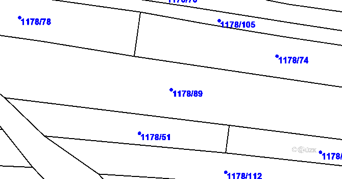 Parcela st. 1178/89 v KÚ Divišov u Benešova, Katastrální mapa