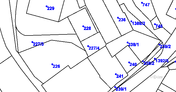 Parcela st. 227/4 v KÚ Divišov u Benešova, Katastrální mapa