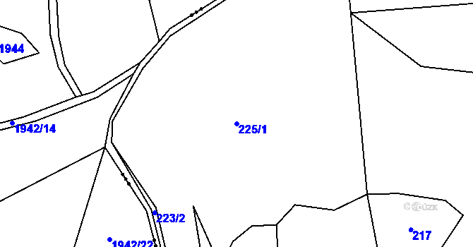 Parcela st. 225/1 v KÚ Bolechovice I, Katastrální mapa