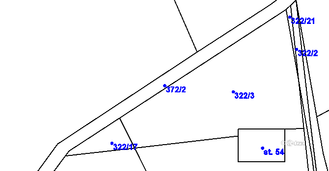 Parcela st. 372/2 v KÚ Bolechovice I, Katastrální mapa