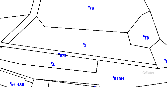 Parcela st. 3 v KÚ Divišovice, Katastrální mapa
