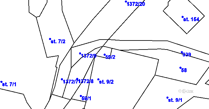 Parcela st. 59/2 v KÚ Divišovice, Katastrální mapa
