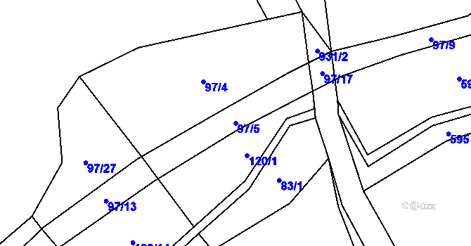 Parcela st. 97/5 v KÚ Divišovice, Katastrální mapa