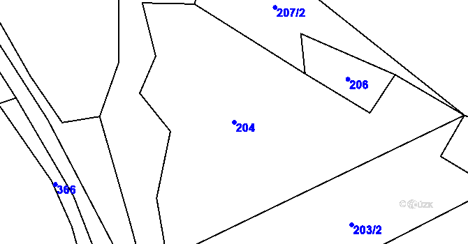 Parcela st. 204 v KÚ Divišovice, Katastrální mapa
