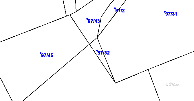 Parcela st. 97/32 v KÚ Divišovice, Katastrální mapa