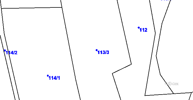 Parcela st. 113/3 v KÚ Divišovice, Katastrální mapa