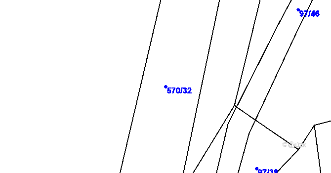 Parcela st. 570/32 v KÚ Divišovice, Katastrální mapa